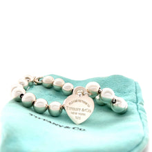 Load image into Gallery viewer, Tiffany and Co Sterling Silver Heart Tag Bead Bracelet