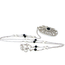 Load image into Gallery viewer, Tiffany &amp; Co. Sterling Silver Pearl and Black Onyx Necklace and Earrings Set 12.92g