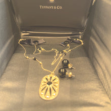 Load image into Gallery viewer, Tiffany &amp; Co. Sterling Silver Pearl and Black Onyx Necklace and Earrings Set 12.92g