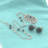 Tiffany & Co. Sterling Silver Pearl and Black Onyx Necklace and Earrings Set 12.92g