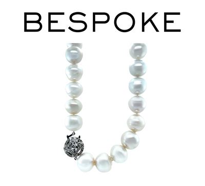 18ct White Gold Graduated South Sea Cultured Pearl Necklace with Diamond Clasp 0.34ct 149.58g