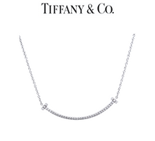 Load image into Gallery viewer, Tiffany &amp; Co. 18ct White Gold T Smile Diamond Pendant 0.10ct 2.37g