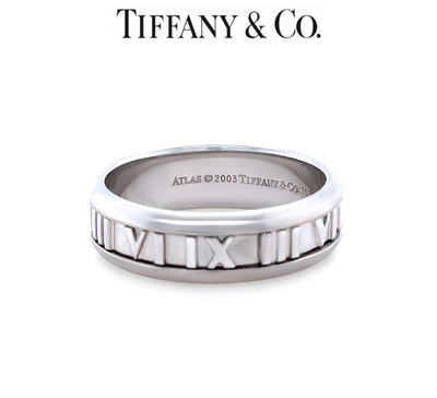Tiffany & Co 18ct White Gold Atlas Ring 11g