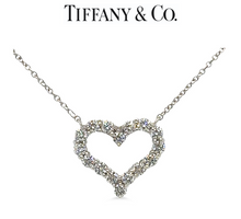 Load image into Gallery viewer, Tiffany &amp; Co Platinum Diamond Heart Pendant Necklace 0.62ct