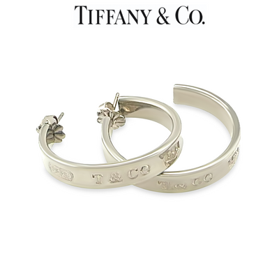 Tiffany & Co Sterling Silver 1837 Hoop Earrings 10.81g