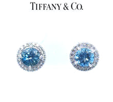 Load image into Gallery viewer, Tiffany &amp; Co. Platinum Soleste Aquamarine &amp; Diamond Earrings 1.22ct 6.28g