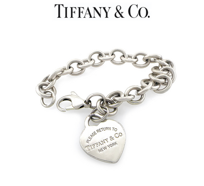 Tiffany & Co Sterling Silver Return to Tiffany Heart Tag Charm Bracelet 32.72g