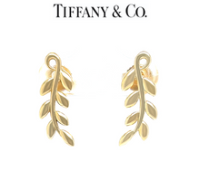 Load image into Gallery viewer, Tiffany &amp; Co. 18ct Yellow Gold Paloma Picasso Olive Leaf Climber Earrings 4.23g