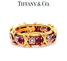 Load image into Gallery viewer, Tiffany &amp; Co. Platinum Schlumberger Diamond &amp; Sapphire Ring 1.34ct 7.1g