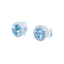 Load image into Gallery viewer, Tiffany &amp; Co. Platinum Soleste Aquamarine &amp; Diamond Earrings 1.22ct 6.28g