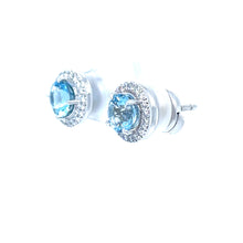 Load image into Gallery viewer, Tiffany &amp; Co. Platinum Soleste Aquamarine &amp; Diamond Earrings 1.22ct 6.28g