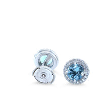 Load image into Gallery viewer, Tiffany &amp; Co. Platinum Soleste Aquamarine &amp; Diamond Earrings 1.22ct 6.28g