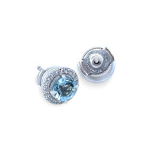 Load image into Gallery viewer, Tiffany &amp; Co. Platinum Soleste Aquamarine &amp; Diamond Earrings 1.22ct 6.28g
