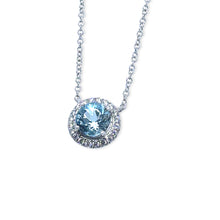 Load image into Gallery viewer, Tiffany &amp; Co. Platinum Soleste Aquamarine &amp; Diamond Necklace 1.00ct 3.88g