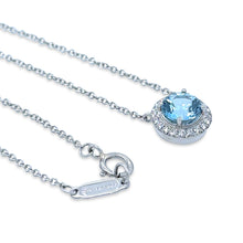 Load image into Gallery viewer, Tiffany &amp; Co. Platinum Soleste Aquamarine &amp; Diamond Necklace 1.00ct 3.88g