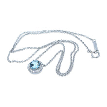 Load image into Gallery viewer, Tiffany &amp; Co. Platinum Soleste Aquamarine &amp; Diamond Necklace 1.00ct 3.88g
