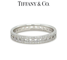Load image into Gallery viewer, Tiffany &amp; Co. 18ct White Gold T True Narrow Pavé Diamond Ring 0.23ct 3.73g