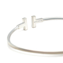 Load image into Gallery viewer, Tiffany &amp; Co. 18ct White Gold T Diamond Wire Bracelet 0.24ct 8.60g