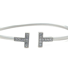 Load image into Gallery viewer, Tiffany &amp; Co. 18ct White Gold T Diamond Wire Bracelet 0.24ct 8.60g