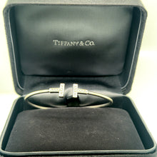 Load image into Gallery viewer, Tiffany &amp; Co. 18ct White Gold T Diamond Wire Bracelet 0.24ct 8.60g