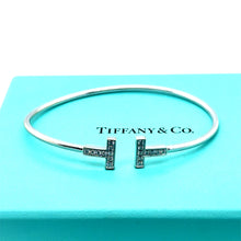 Load image into Gallery viewer, Tiffany &amp; Co. 18ct White Gold T Diamond Wire Bracelet 0.24ct 8.60g