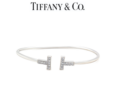 Tiffany & Co. 18ct White Gold T Diamond Wire Bracelet 0.24ct 8.60g