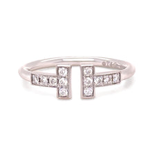 Load image into Gallery viewer, Tiffany &amp; Co. 18ct White Gold T Diamond Wire Ring 0.13ct 2.58g