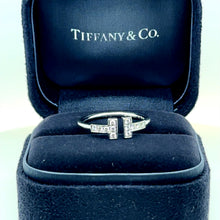 Load image into Gallery viewer, Tiffany &amp; Co. 18ct White Gold T Diamond Wire Ring 0.13ct 2.58g