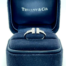Load image into Gallery viewer, Tiffany &amp; Co. 18ct White Gold T Diamond Wire Ring 0.13ct 2.58g
