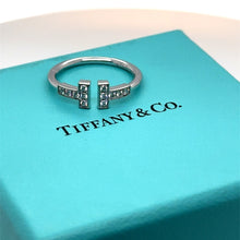 Load image into Gallery viewer, Tiffany &amp; Co. 18ct White Gold T Diamond Wire Ring 0.13ct 2.58g