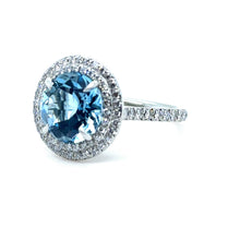 Load image into Gallery viewer, Tiffany &amp; Co. Platinum Soleste Aquamarine &amp; Diamond Ring 3.95ct 7.17g
