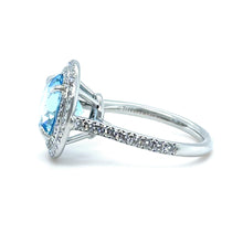 Load image into Gallery viewer, Tiffany &amp; Co. Platinum Soleste Aquamarine &amp; Diamond Ring 3.95ct 7.17g