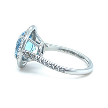 Load image into Gallery viewer, Tiffany &amp; Co. Platinum Soleste Aquamarine &amp; Diamond Ring 3.95ct 7.17g