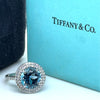 Tiffany & Co. Platinum Soleste Aquamarine & Diamond Ring 3.95ct 7.17g