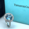 Tiffany & Co. Platinum Soleste Aquamarine & Diamond Ring 3.95ct 7.17g