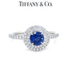 Tiffany & Co. Platinum Soleste Blue Sapphire & Diamond Engagement Ring 1.15ct 4.65g