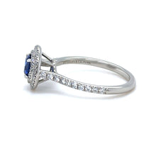 Load image into Gallery viewer, Tiffany &amp; Co. Platinum Soleste Blue Sapphire &amp; Diamond Engagement Ring 1.15ct 4.65g