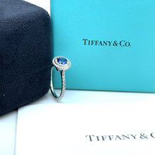 Load image into Gallery viewer, Tiffany &amp; Co. Platinum Soleste Blue Sapphire &amp; Diamond Engagement Ring 1.15ct 4.65g