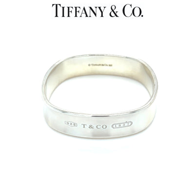 Tiffany & Co. Sterling Silver 1837 Collection Square Cushion Bangle 55.17g