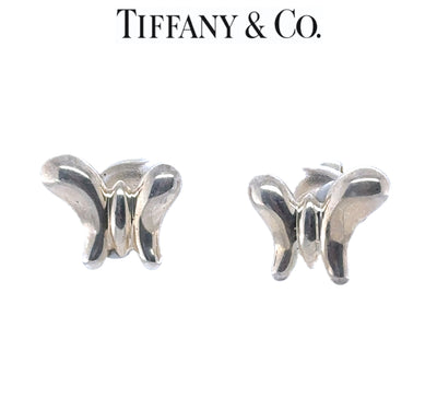 Tiffany & Co. Sterling Silver Elsa Peretti Butterfly Stud Earrings 3.1g