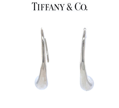 Tiffany & Co. Sterling Silver Elsa Peretti Teardrop Hoop Earrings 6g