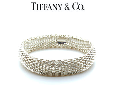 Tiffany & Co. Sterling Silver Somerset Mesh Weave Bangle Bracelet 55g