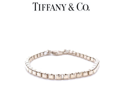 Tiffany & Co. Sterling Silver Venetian Square Link Chain Bracelet 14g