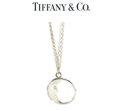 Tiffany & Co. Sterling Silver Vintage Moon Double Chain Necklace 10.5g