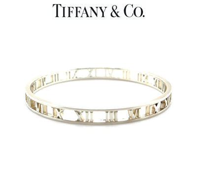 Tiffany & Co. Sterling Silver Atlas Roman Numeral Bangle 19.43g