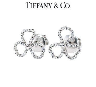 Tiffany & Co Diamond Paper Flower Open Flower Earrings 0.12ct