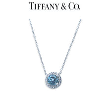 Load image into Gallery viewer, Tiffany &amp; Co. Platinum Soleste Aquamarine &amp; Diamond Necklace 1.00ct 3.88g