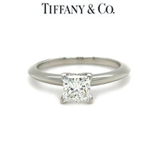 Load image into Gallery viewer, Tiffany &amp; Co. Platinum Princess Cut Diamond Engagement Ring 0.82ct 4.5g