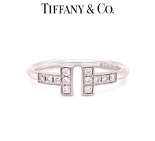 Load image into Gallery viewer, Tiffany &amp; Co. 18ct White Gold T Diamond Wire Ring 0.13ct 2.58g