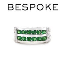 Load image into Gallery viewer, 14ct White Gold Tsavorite Garnet and Diamond Ring 7.59g